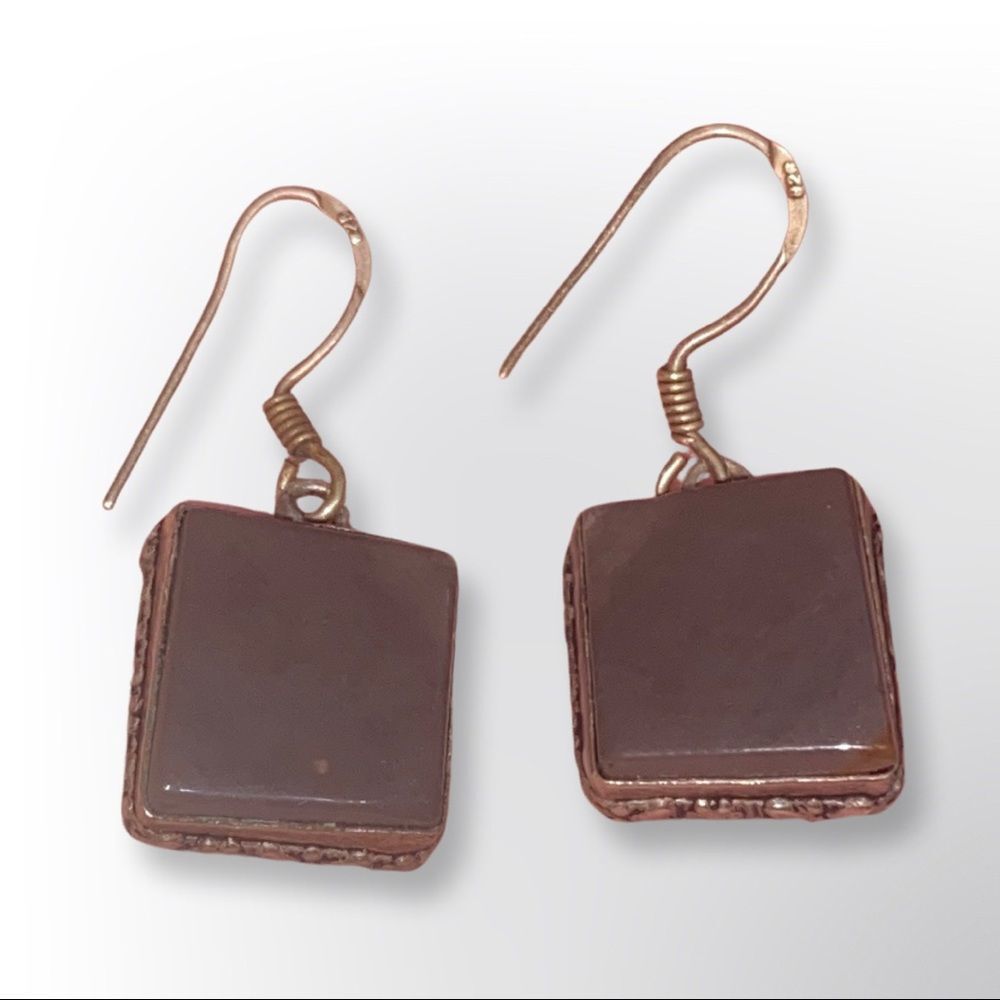 Purple/Gray Agate Sterling Silver Hook Earrings